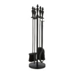Ustensile pentru semineu, stil vintage, 5 piese, negru, otel, Relaxdays