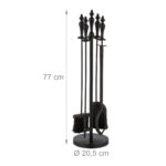 Ustensile pentru semineu, stil vintage, 5 piese, negru, otel, Relaxdays - imagine 4