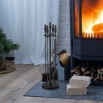 Ustensile pentru semineu, stil vintage, 5 piese, negru, otel, Relaxdays - imagine 6