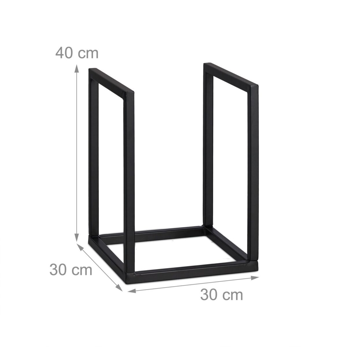 Suport lemne pentru semineu, decorativ si functional, negru, otel, 40 x 30 x 30 cm, Relaxdays - imagine 4