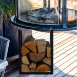 Suport lemne pentru semineu, decorativ si functional, negru, otel, 40 x 30 x 30 cm, Relaxdays - imagine 5