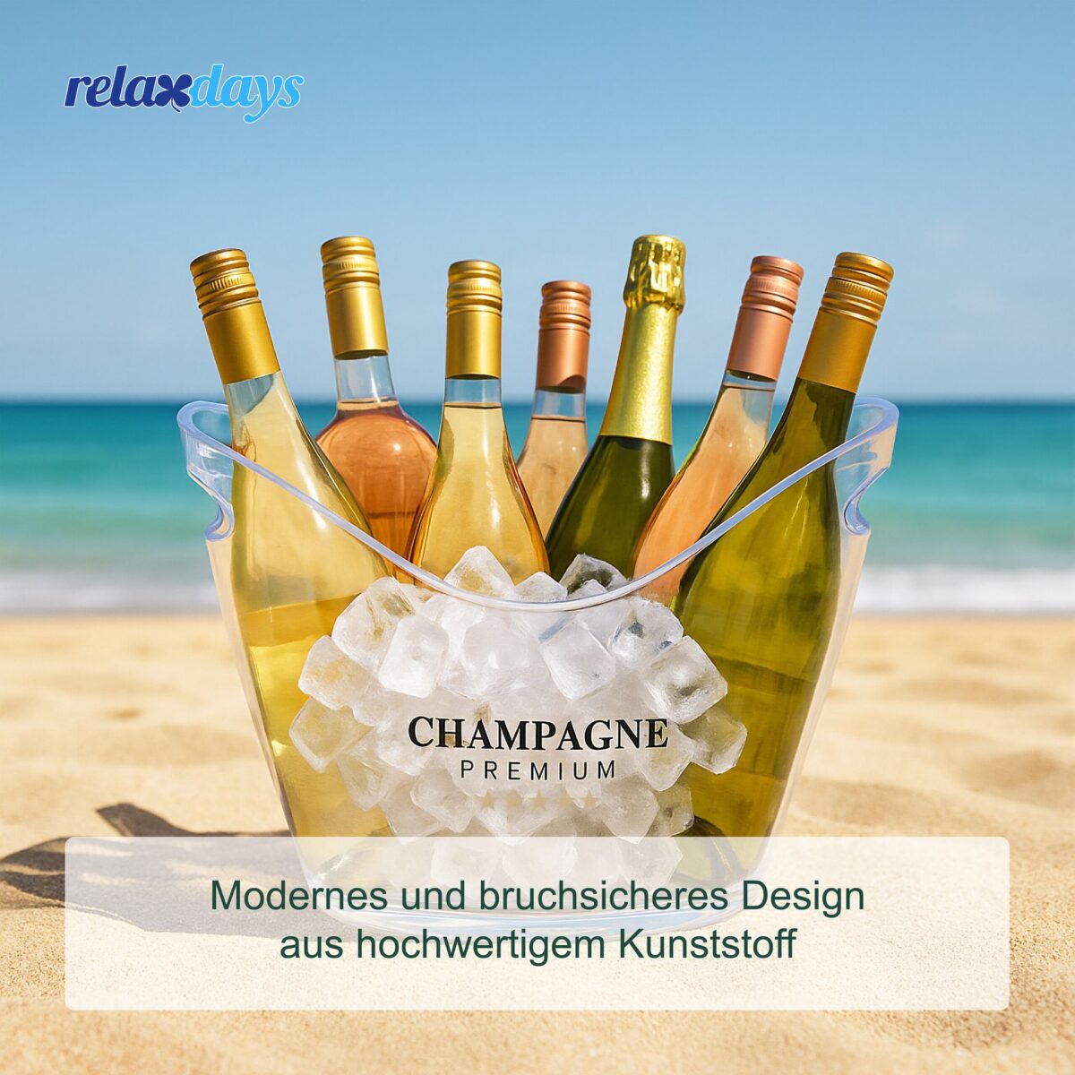 Frapiera transparenta pentru sticle „Champagne Premium”, 8 litri, plastic, Relaxdays - imagine 2