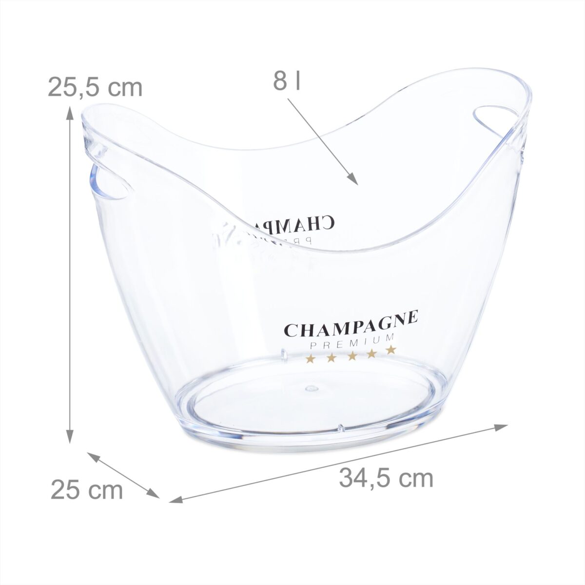 Frapiera transparenta pentru sticle „Champagne Premium”, 8 litri, plastic, Relaxdays - imagine 4