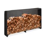 Raft lemne exterior cu husa, otel, negru, 110 x 200 x 29 cm, Relaxdays
