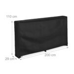 Raft lemne exterior cu husa, otel, negru, 110 x 200 x 29 cm, Relaxdays - imagine 4