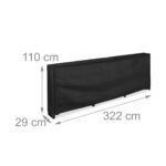Raft lemne XL exterior cu husa, otel, negru, 110 x 322 x 29 cm, Relaxdays - imagine 4