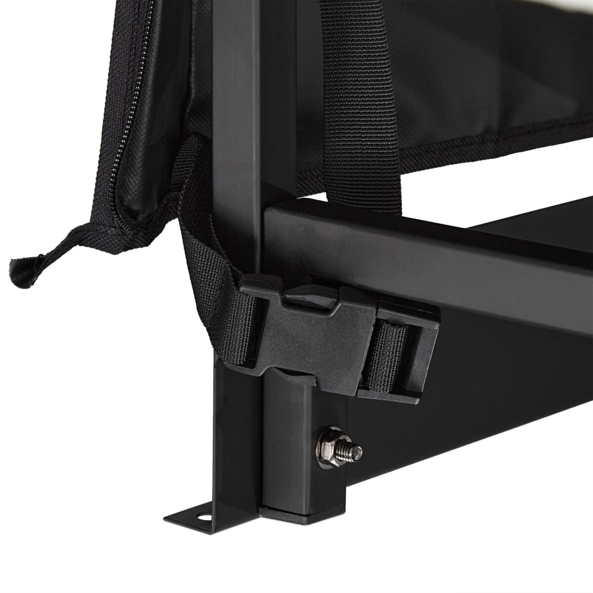 Raft lemne XL exterior cu husa, otel, negru, 110 x 322 x 29 cm, Relaxdays - imagine 5