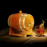 Butoi din lemn pentru vin si whisky – 1,25 litri, folie de aluminiu interioara, maro deschis, Relaxdays - imagine 2