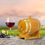 Butoi din lemn pentru vin si whisky – 1,25 litri, folie de aluminiu interioara, maro deschis, Relaxdays - imagine 3