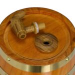 Butoi din lemn pentru vin si whisky – 1,25 litri, folie de aluminiu interioara, maro deschis, Relaxdays - imagine 6