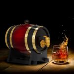 Butoi din lemn pentru vin si whisky – 1,25 litri, folie de aluminiu interioara, negru/rosu, Relaxdays - imagine 2