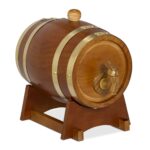 Butoi din lemn pentru vin si whisky – 1,25 litri, folie de aluminiu interioara, maro, Relaxdays
