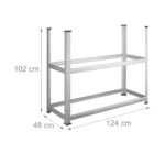 Raft din otel zincat pentru anvelope, niveluri reglabile, argintiu, 102 x 124 x 48 cm, Relaxdays - imagine 2