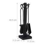 Set de 5 ustensile pentru semineu, lopata pentru cenusa, matura, carlig si cleste, negru, Relaxdays - imagine 4