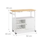 Mobilier cu suport pentru sticle de vin si pahare, dulapior, blat din bambus, alb, Relaxdays - imagine 4