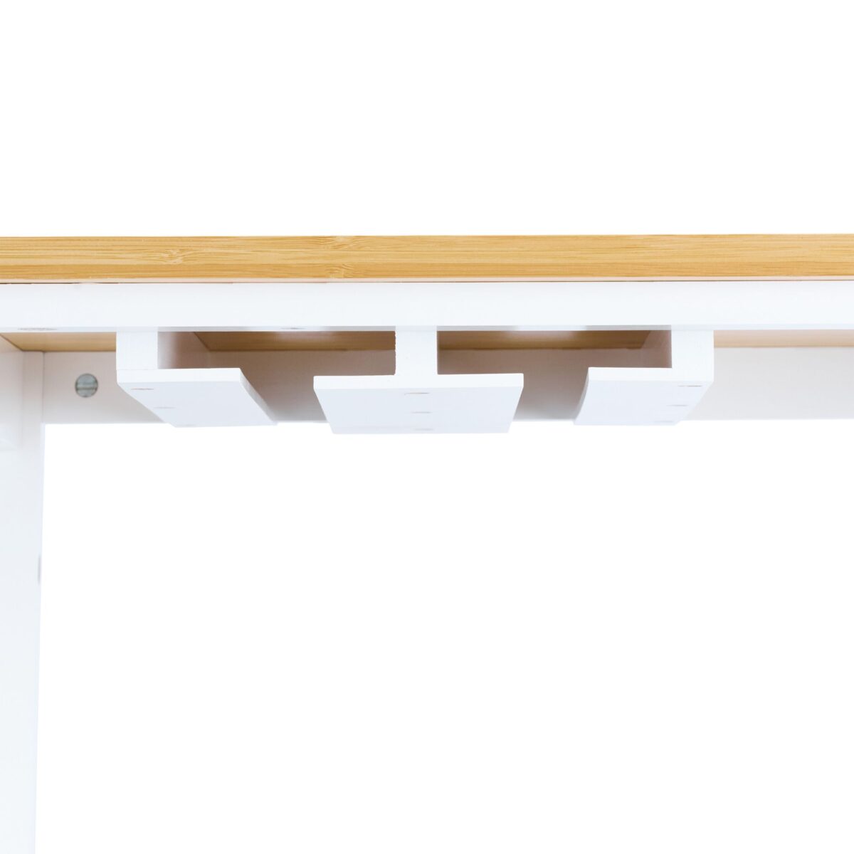Mobilier cu suport pentru sticle de vin si pahare, dulapior, blat din bambus, alb, Relaxdays - imagine 7