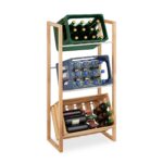 Raft pentru ladite, sustinere 75 kg, lemn de nuc/fier, 112 x 58 x 32 cm, Relaxdays