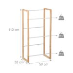Raft pentru ladite, sustinere 75 kg, lemn de nuc/fier, 112 x 58 x 32 cm, Relaxdays - imagine 3
