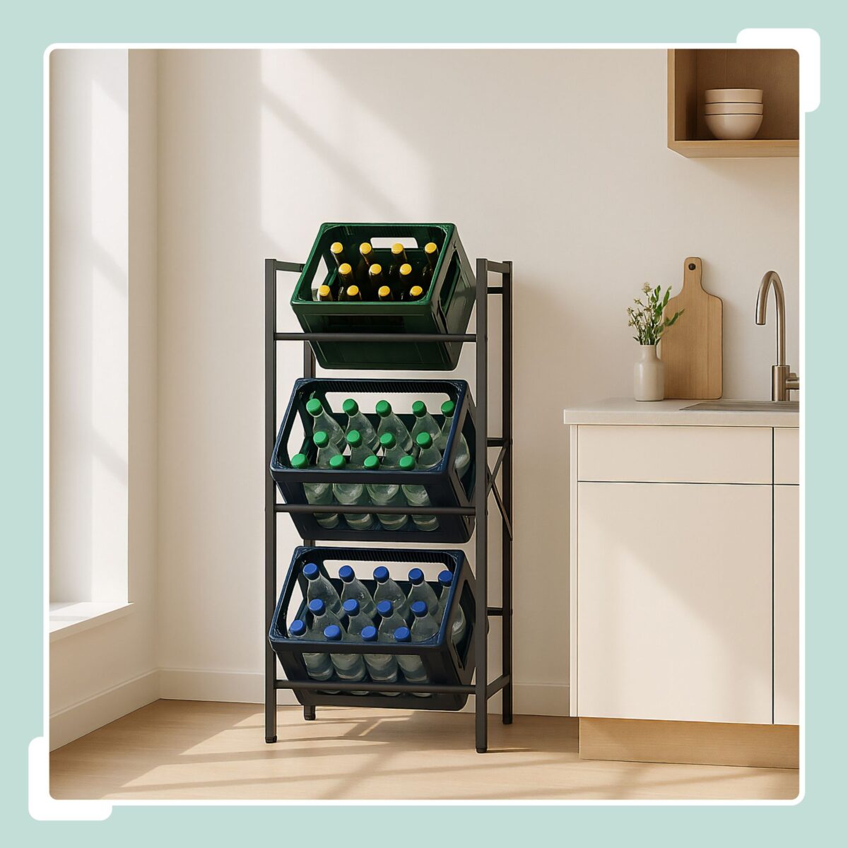 Raft pentru ladite, sustinere 150 kg, otel, negru, 109 x 49 x 32 cm, Relaxdays - imagine 2