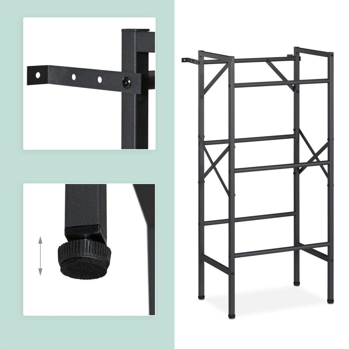 Raft pentru ladite, sustinere 150 kg, otel, negru, 109 x 49 x 32 cm, Relaxdays - imagine 6