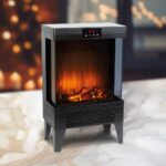 Semineu electric cu efect de flacara, 1000/2000 W, incalzeste 15 - 38 °C, digital, Bewello, 37 x 22 x 56 cm - imagine 3