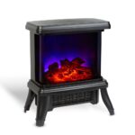 Semineu electric Bewello, 900/1800W, efect LED de flacara, incalzitor radiant, portabil, 36 x 21,5 x 36 cm, negru