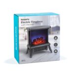 Semineu electric Bewello, 900/1800W, efect LED de flacara, incalzitor radiant, portabil, 36 x 21,5 x 36 cm, negru - imagine 6