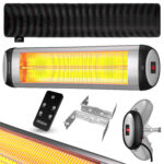 Incalzitor infrarosu exterior electric 2500W MONZANA, telecomanda, 3 trepte, unghi reglabil, IP34
