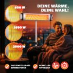 Radiator infrarosu exterior MONZANA 2500W – incalzitor electric cu picior reglabil si telecomanda, Argintiu - imagine 8