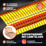 Incalzitor terasa exterior MONZANA 2000W – infrarosu, Low-Glare, IP55, 3 trepte, telecomanda - imagine 7