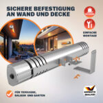 Incalzitor terasa exterior MONZANA 2000W – infrarosu, Low-Glare, IP55, 3 trepte, telecomanda, Argintiu - imagine 6