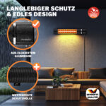 Incalzitor terasa exterior MONZANA 2000W – infrarosu, Low-Glare, IP55, 3 trepte, telecomanda - imagine 5