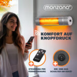 Incalzitor terasa exterior MONZANA 2000W – infrarosu, Low-Glare, IP55, 3 trepte, telecomanda, Argintiu - imagine 4