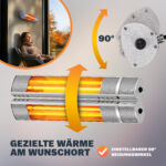 Incalzitor terasa exterior MONZANA 2000W – infrarosu, Low-Glare, IP55, 3 trepte, telecomanda, Argintiu - imagine 3