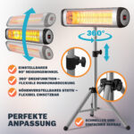 Radiator infrarosu exterior MONZANA 2500W – incalzitor electric cu picior reglabil si telecomanda, Argintiu - imagine 3