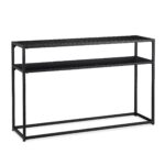 Masa consola ingusta cu 2 rafturi, Neagra, cadru metalic, 70 x 110 x 30 cm, Relaxdays - imagine 9