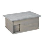 Casuta pentru arici - Cu usa, podea, intrare labirint si acoperis impermeabil, 21 x 46 x 34 cm, Gri