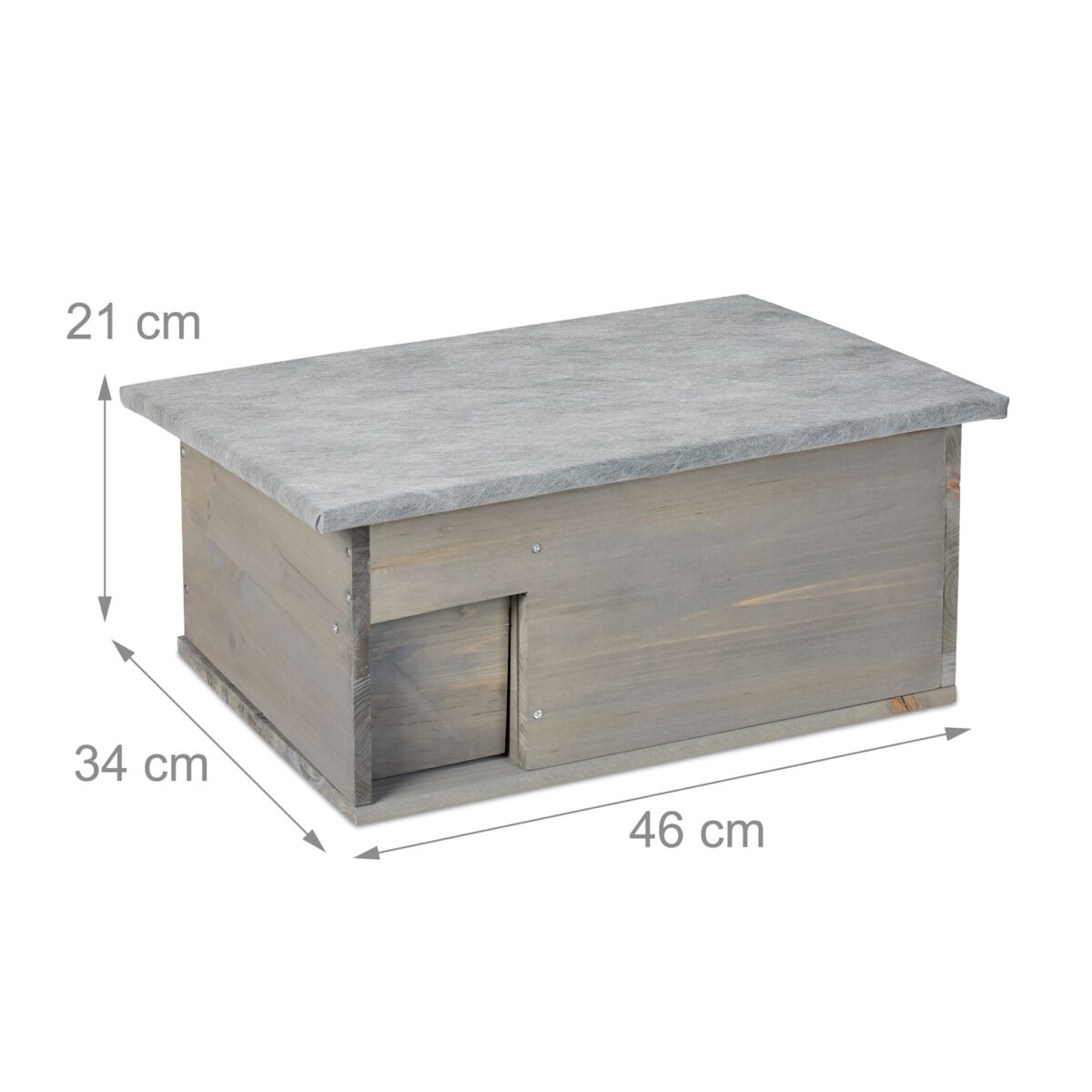 Casuta pentru arici - Cu usa, podea, intrare labirint si acoperis impermeabil, 21 x 46 x 34 cm, Gri - imagine 3