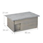 Casuta pentru arici - Cu usa, podea, intrare labirint si acoperis impermeabil, 21 x 46 x 34 cm, Gri - imagine 3