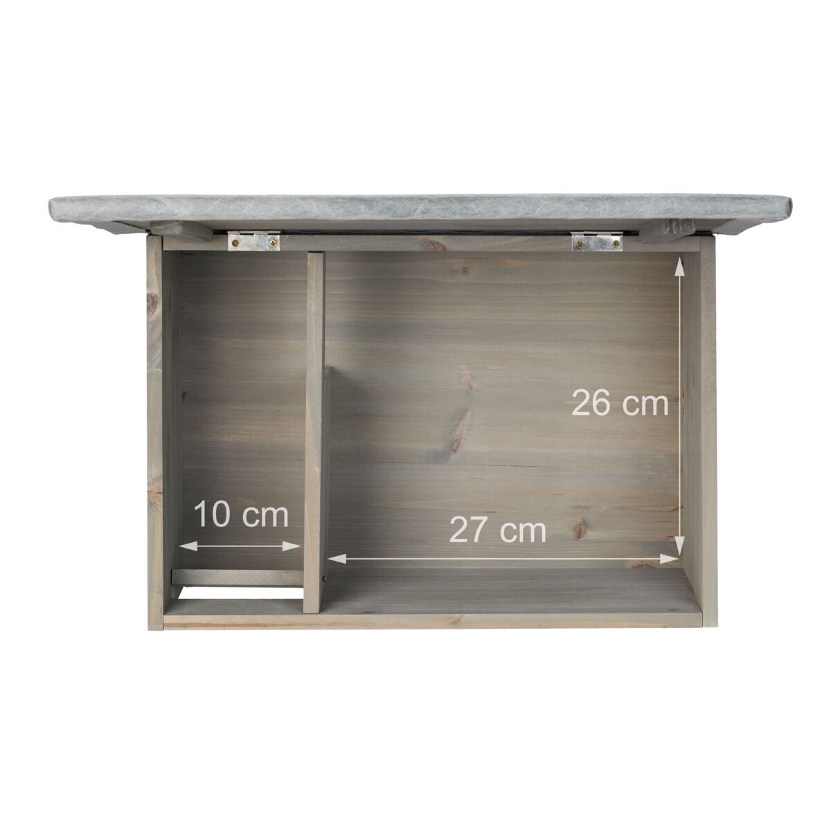 Casuta pentru arici - Cu usa, podea, intrare labirint si acoperis impermeabil, 21 x 46 x 34 cm, Gri - imagine 4
