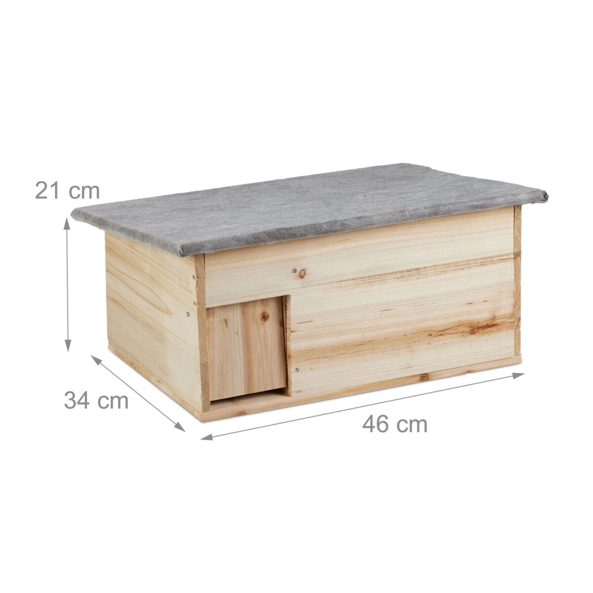 Casuta pentru arici - Cu usa, podea, intrare labirint si acoperis impermeabil, 21 x 46 x 34 cm, Natur - imagine 4
