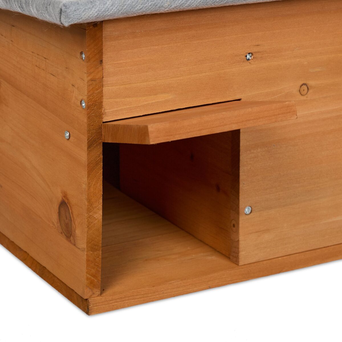 Casuta pentru arici - Cu usa, podea, intrare labirint si acoperis impermeabil, 21 x 46 x 34 cm, Portocaliu - imagine 6