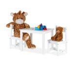 Masa si 2 Scaune Copii – Mobilier Alb Copii Modern din MDF, 3 Piese pentru Camera Copilului