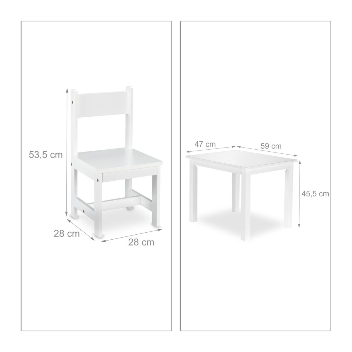 Masa si 2 Scaune Copii – Mobilier Alb Copii Modern din MDF, 3 Piese pentru Camera Copilului - imagine 8