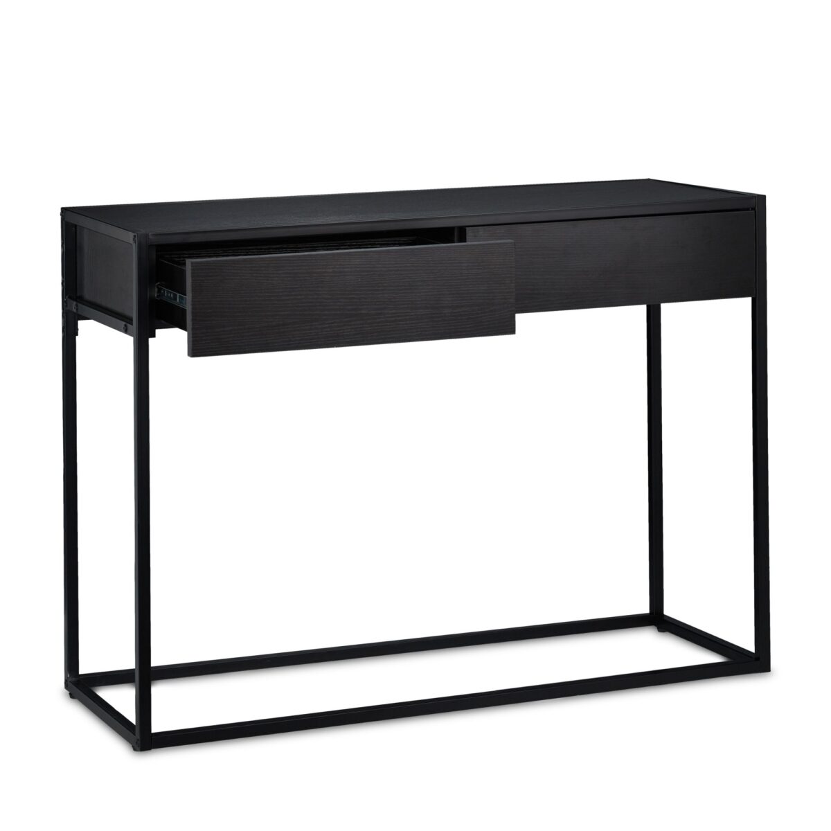 Masa consola neagra cu sertare – Masa de hol moderna cu cadru metalic, Relaxdays - imagine 2