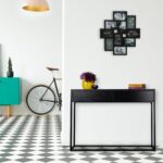 Masa consola neagra cu sertare – Masa de hol moderna cu cadru metalic, Relaxdays - imagine 10