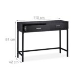 Masa consola cu sertare – Mobilier pentru hol sau living, Negru, 81 x 110 x 42 cm, Relaxdays - imagine 6