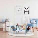 Masa cu 2 Scaune pentru Copii, Tabla Detasabila – Mobilier Colorat, Albastru, Rafturi jucarii - imagine 2
