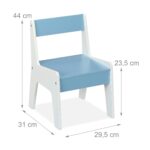 Masa cu 2 Scaune pentru Copii, Tabla Detasabila – Mobilier Colorat, Albastru, Rafturi jucarii - imagine 5