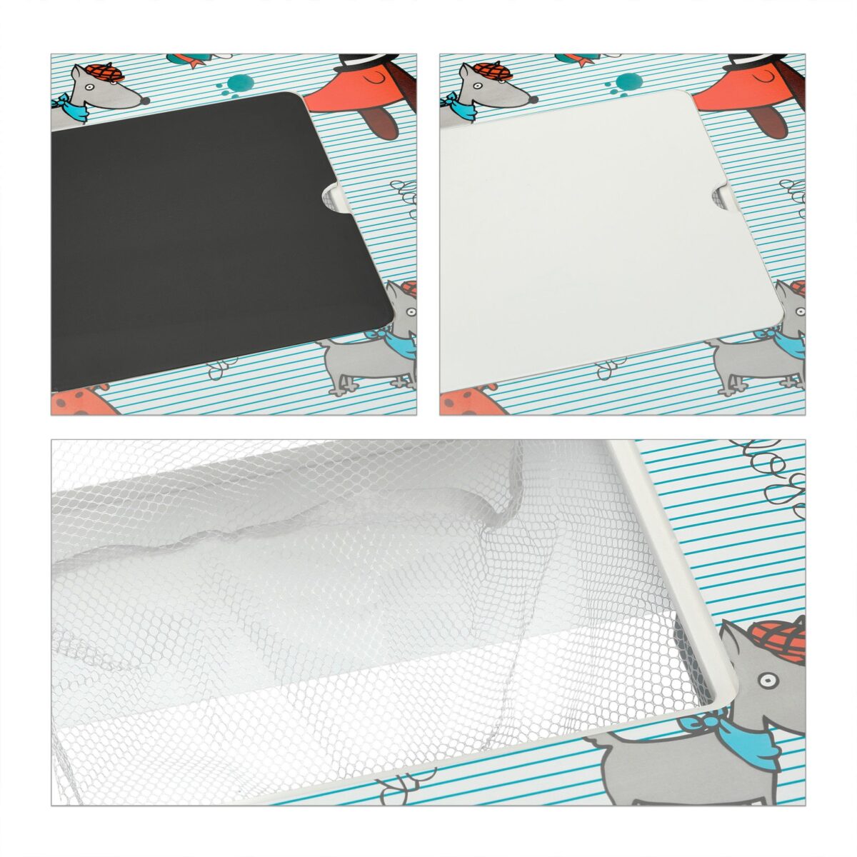 Masa cu 2 Scaune pentru Copii, Tabla Detasabila – Mobilier Colorat, Albastru, Rafturi jucarii - imagine 7